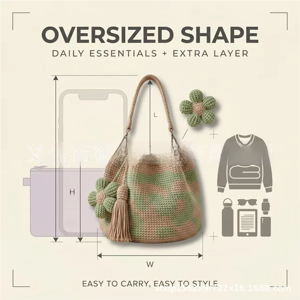 Marigold Lane™ – Handmade Crochet Flower Tote with 3D Floral Appliqués &amp; Tassel Charm + 50% OFF