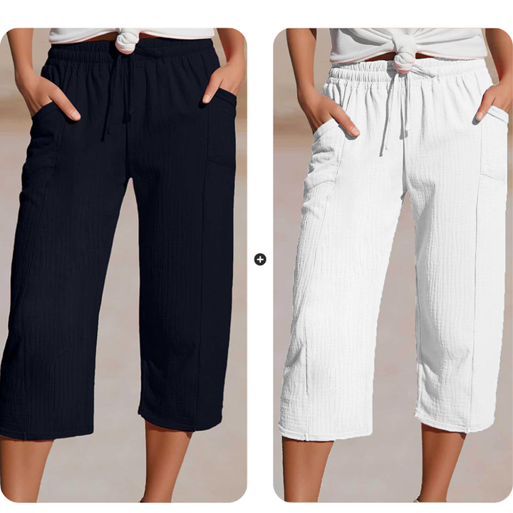 Linara™ – Breathable Wide-Leg Cropped Pants with Adjustable Waist + 50% OFF
