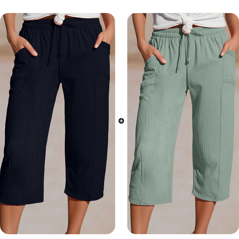 Linara™ – Breathable Wide-Leg Cropped Pants with Adjustable Waist + 50% OFF