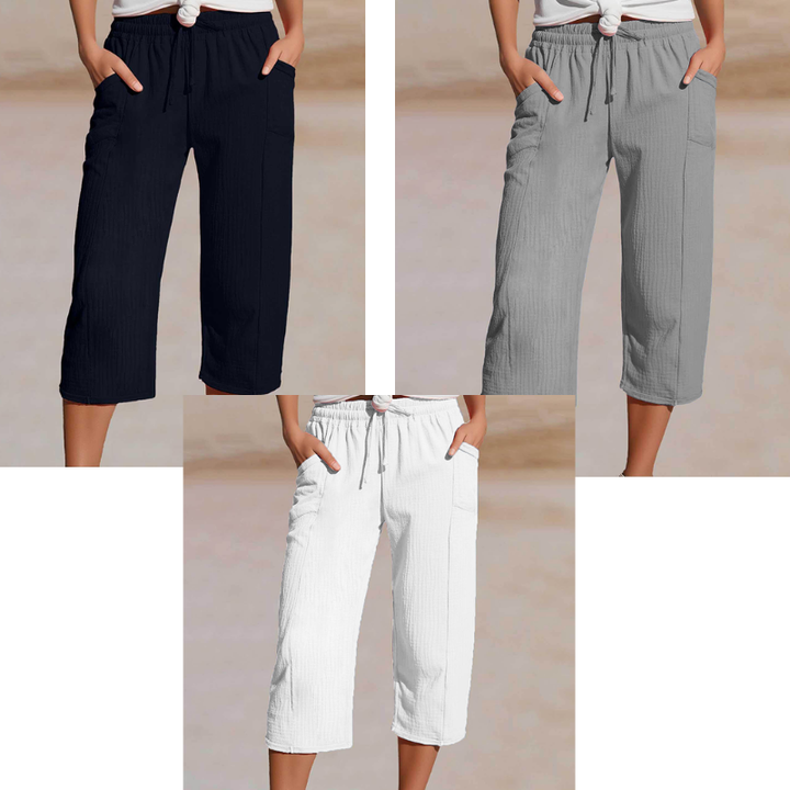 Linara™ – Breathable Wide-Leg Cropped Pants with Adjustable Waist + 50% OFF