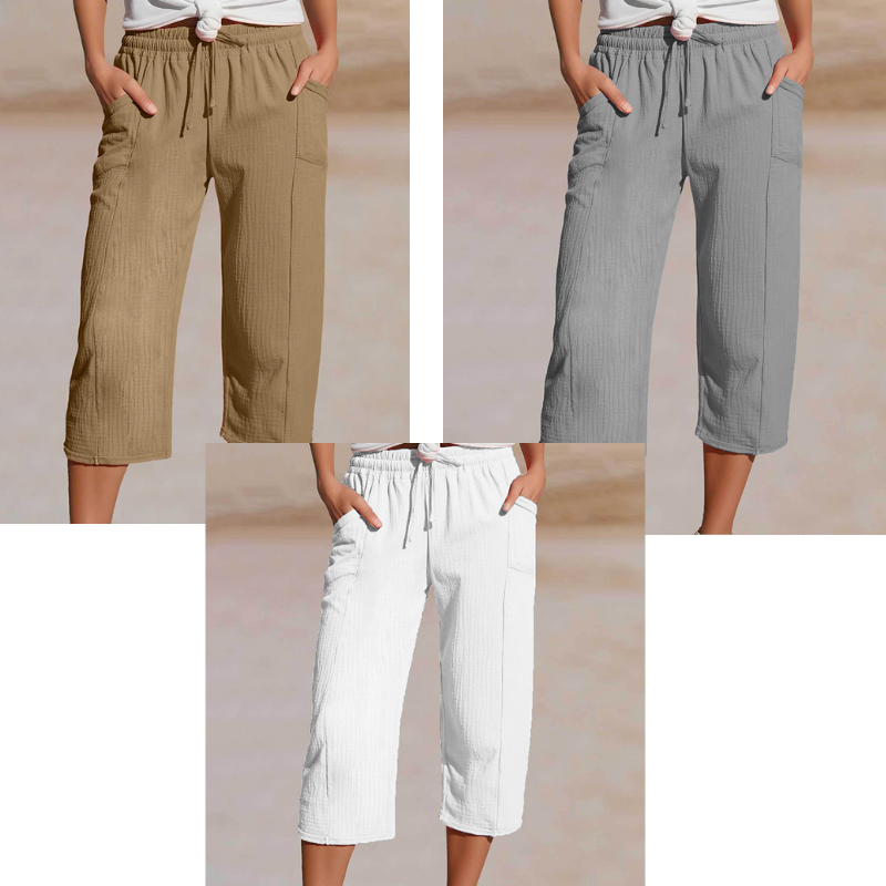 Linara™ – Breathable Wide-Leg Cropped Pants with Adjustable Waist + 50% OFF