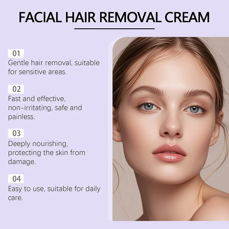 Petalune™ – Gentle Painless Facial Hair Removal Cream with Shea Butter &amp; Centella + 1+1 FREE