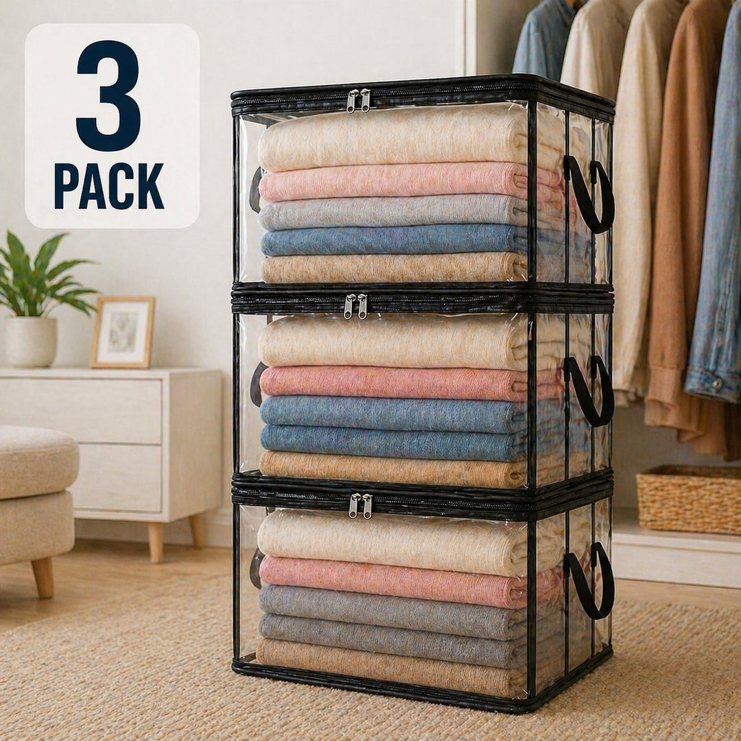 ClearNest™ – Heavy-Duty Clear Stackable Storage Bag for Clothes &amp; Moving + 50% OFF
