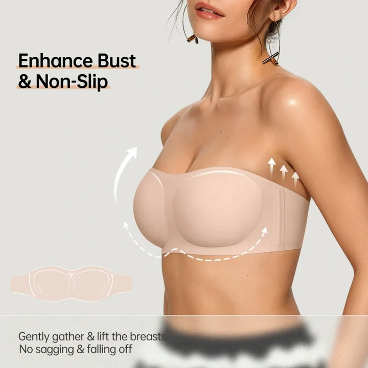 Bareli™ – Invisible Push-Up Strapless Bandeau Bra with Anti-Slip Grip + 50% OFF