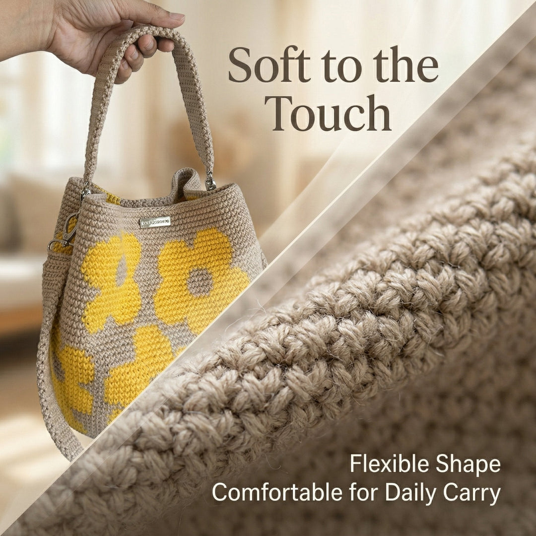 Marigold Lane™ – Handmade Crochet Flower Tote with 3D Floral Appliqués &amp; Tassel Charm + 50% OFF