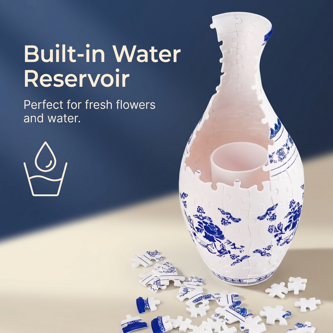 Petalcraft™ – DIY 3D Puzzle Vase with Built-In Water Reservoir for Real Flowers + 50% OFF
