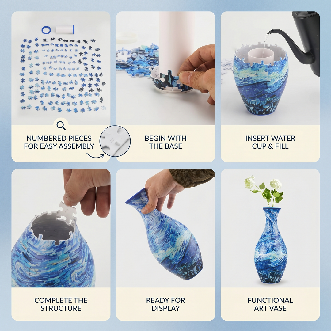 Petalcraft™ – DIY 3D Puzzle Vase with Built-In Water Reservoir for Real Flowers + 50% OFF
