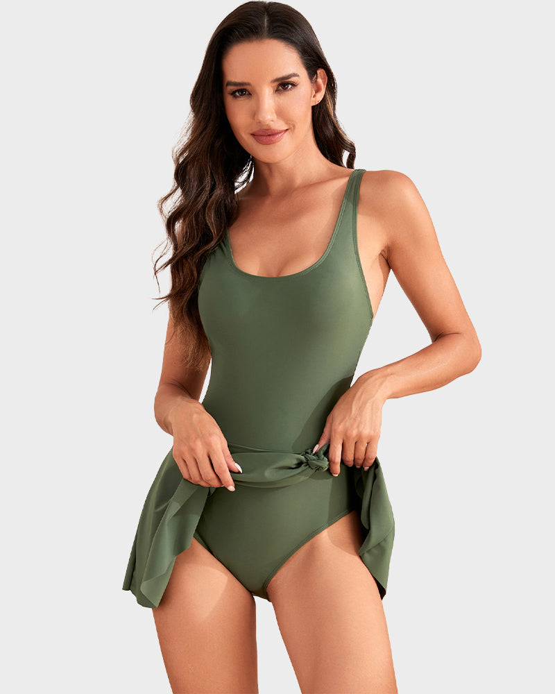 Marivelle™ – Tummy-Control Skirted One-Piece Swimsuit with Built-In Bra + 50% OFF