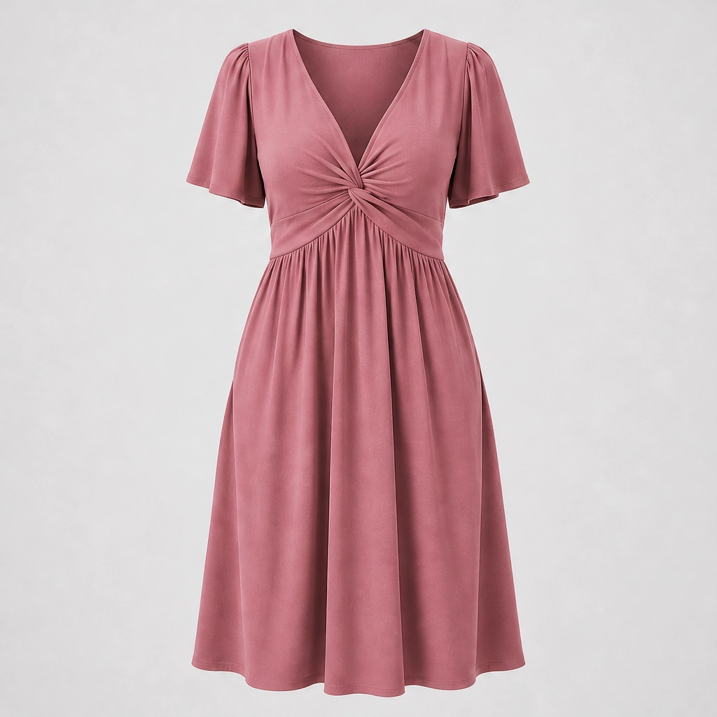 Velora™ – Twist-Front V-Neck Flowy Dress with Hidden Pockets + 50% OFF