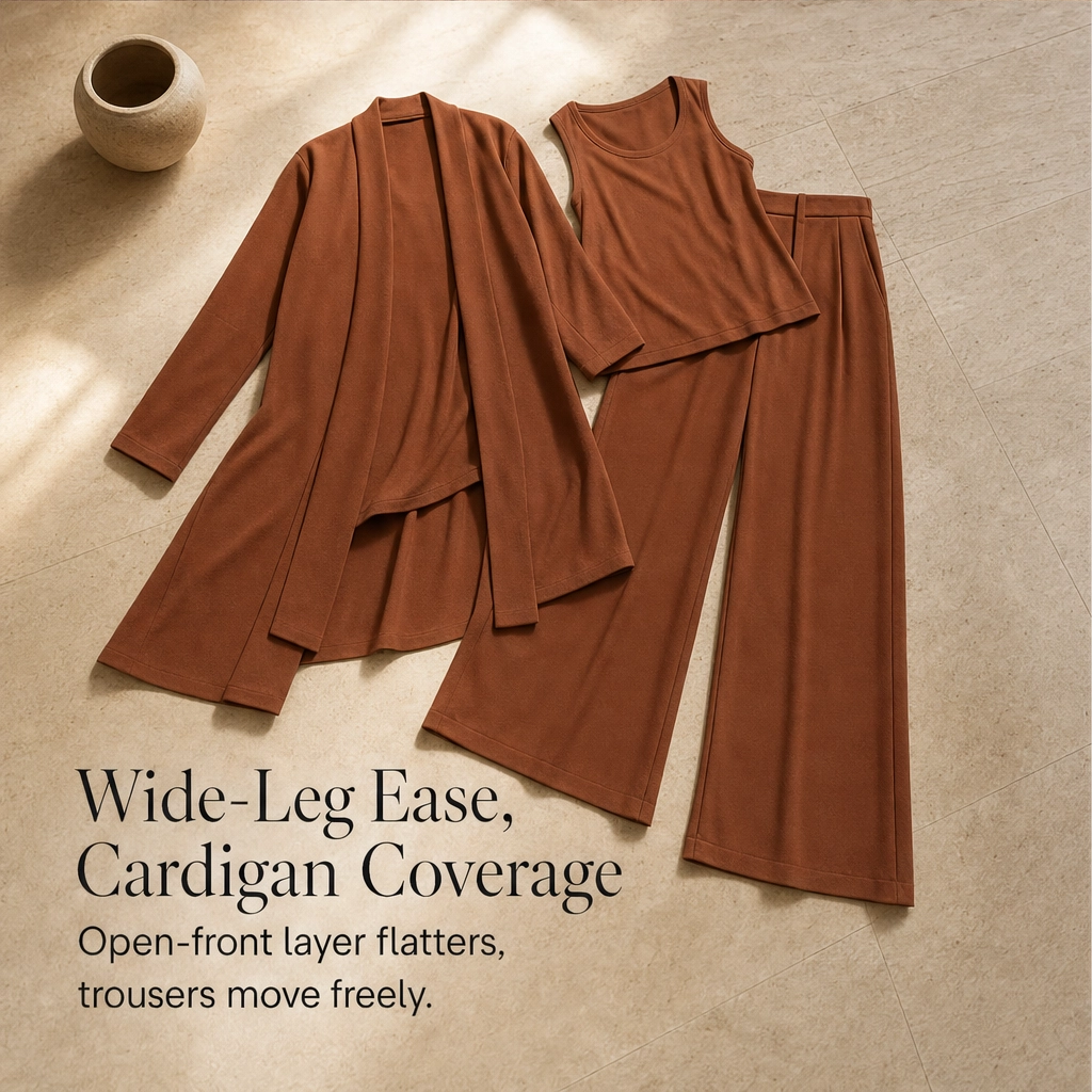 Mantle™ – Flowy 3-Piece Layered Duster Set with Wide-Leg Pants for Women + 50% OFF