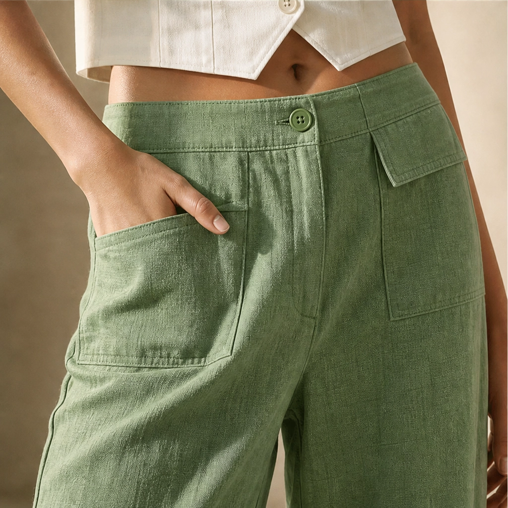 Vela™ – High-Waisted Cotton-Linen Wide-Leg Pants + 50% OFF