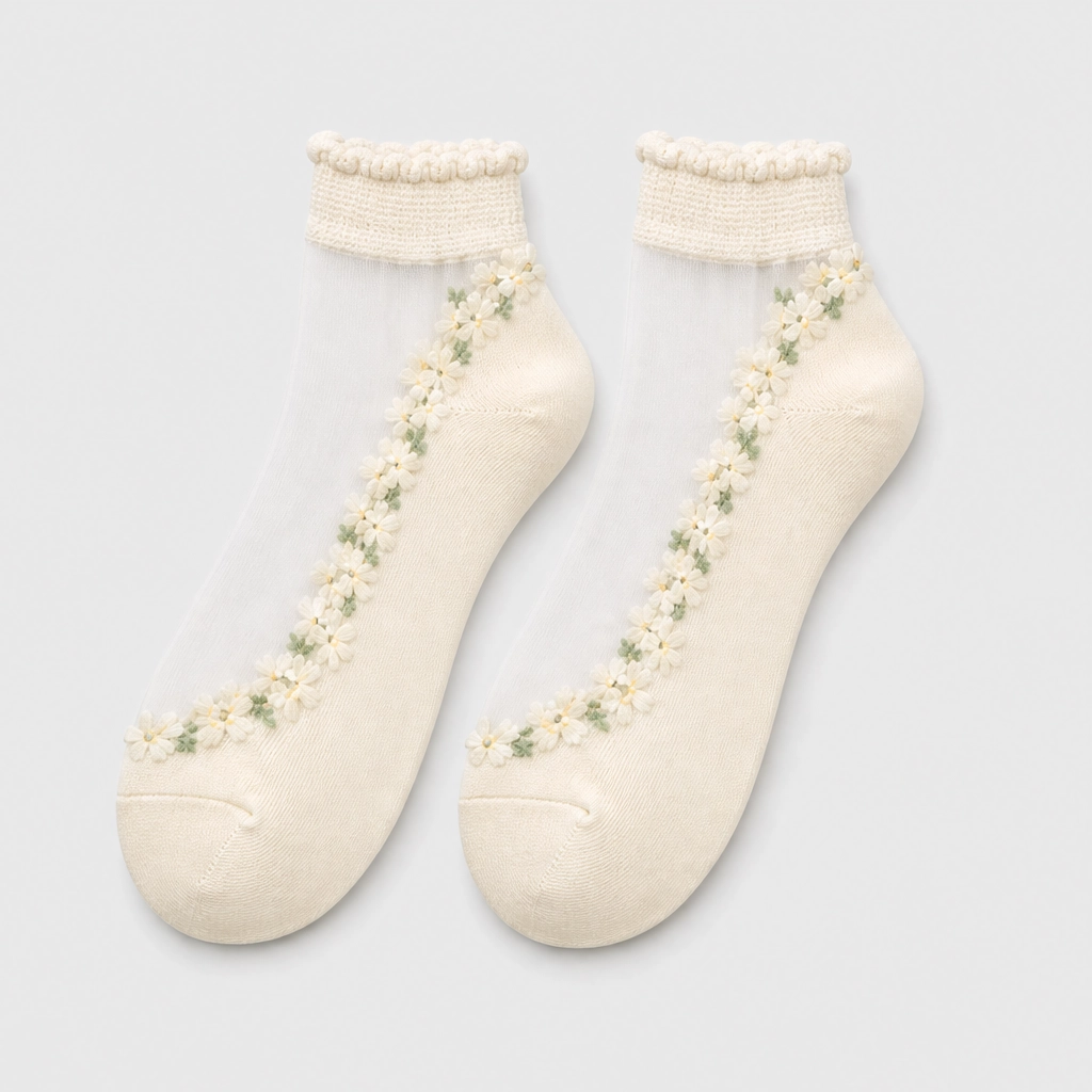 Bloomveil™ – Sheer Floral Lace Ankle Socks with Soft Cotton Sole + 1+1 FREE