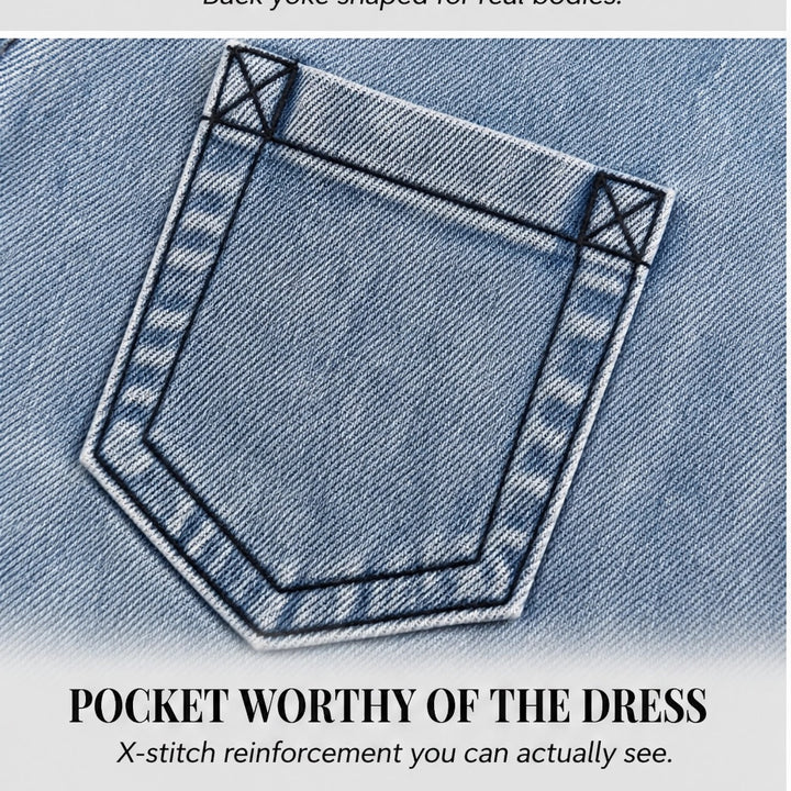 Willowen™ – Flowy Half-Button Denim Shirt Mini Dress with Pockets + 50% OFF