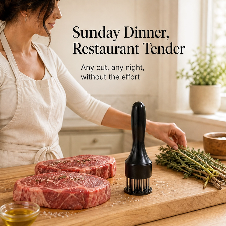 Searwell – Stainless Steel Needle Meat Tenderizer with Retractable Safety Guard + 50% OFF