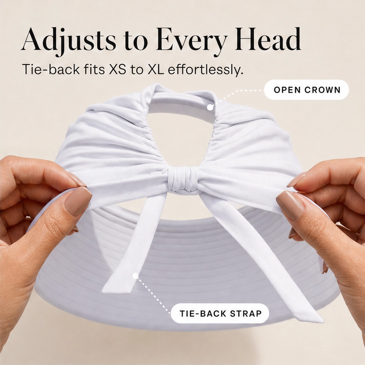 Solene™ – UPF 50+ Wide-Brim Scarf-Wrap Ponytail Sun Visor + 50% OFF