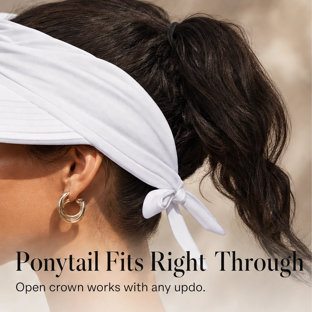 Solene™ – UPF 50+ Wide-Brim Scarf-Wrap Ponytail Sun Visor + 50% OFF