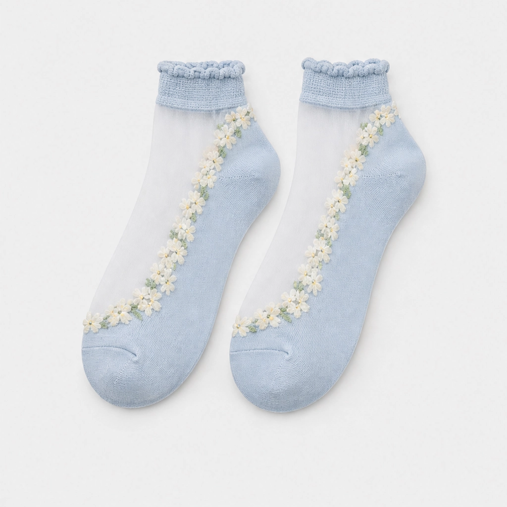Bloomveil™ – Sheer Floral Lace Ankle Socks with Soft Cotton Sole + 1+1 FREE