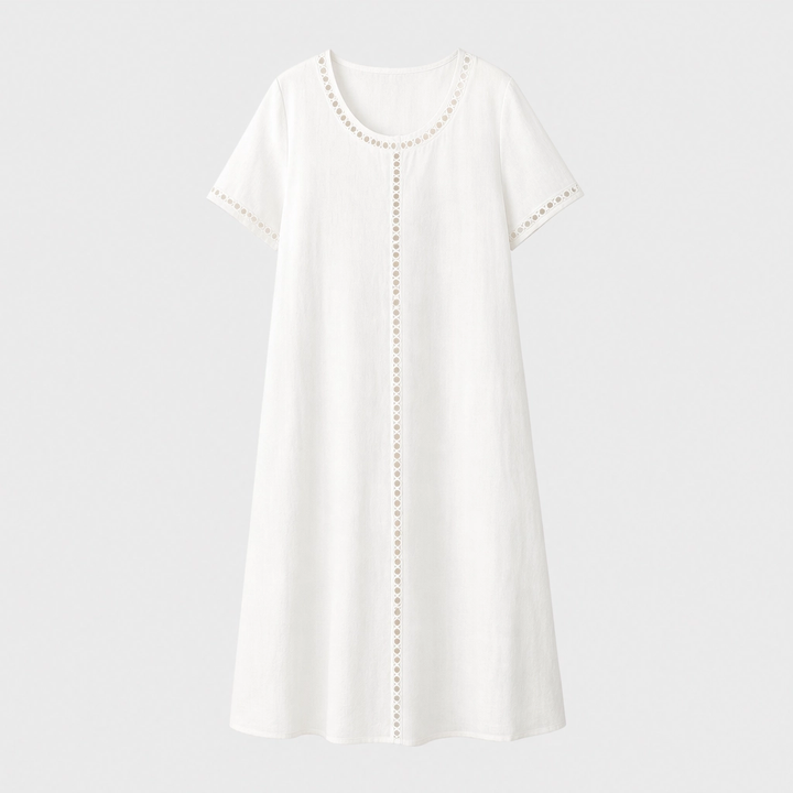 Linaire™ – Breathable Cotton-Linen Openwork Midi Dress + 50% OFF