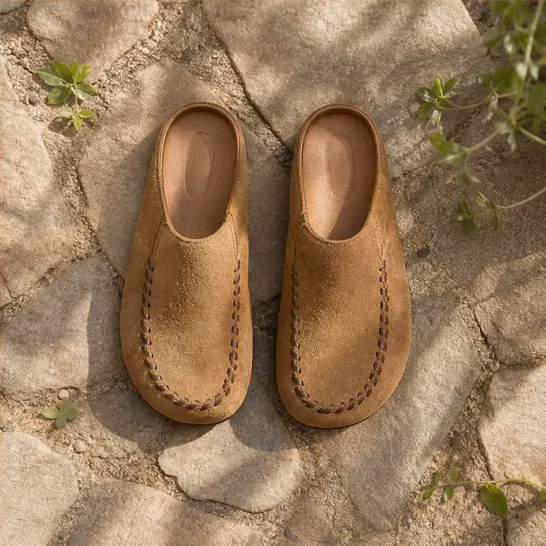Hearthen™ – Hand-Stitched Suede Slip-On Comfort Mules + 50% OFF