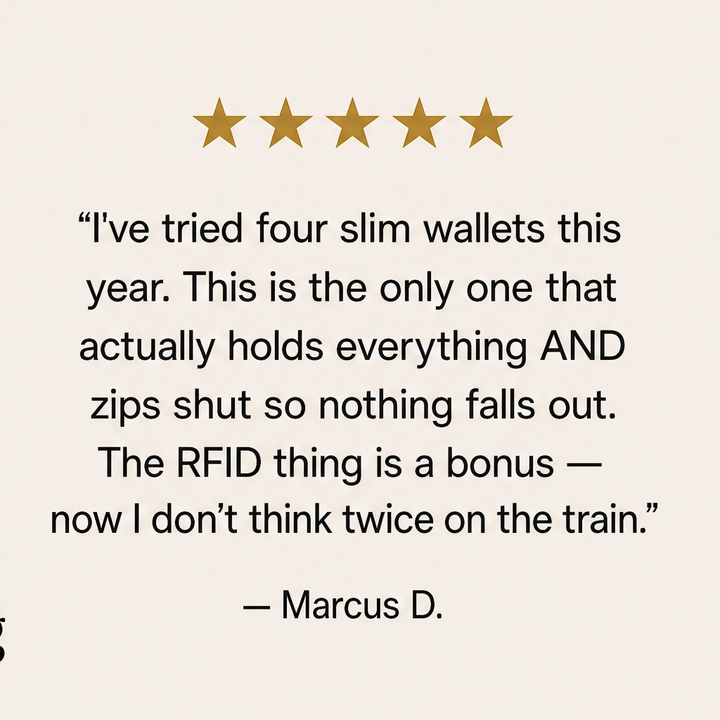 Vaulden – RFID-Blocking Zip-Around Slim Leather Wallet with ID Window + 50% OFF