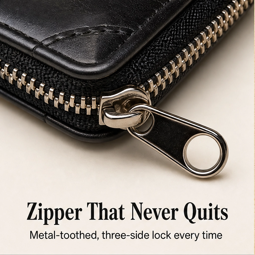 Vaulden – RFID-Blocking Zip-Around Slim Leather Wallet with ID Window + 50% OFF