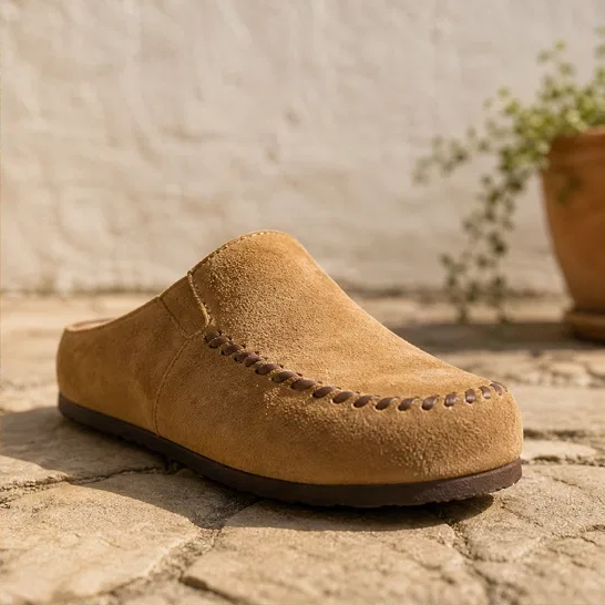 Hearthen™ – Hand-Stitched Suede Slip-On Comfort Mules + 50% OFF