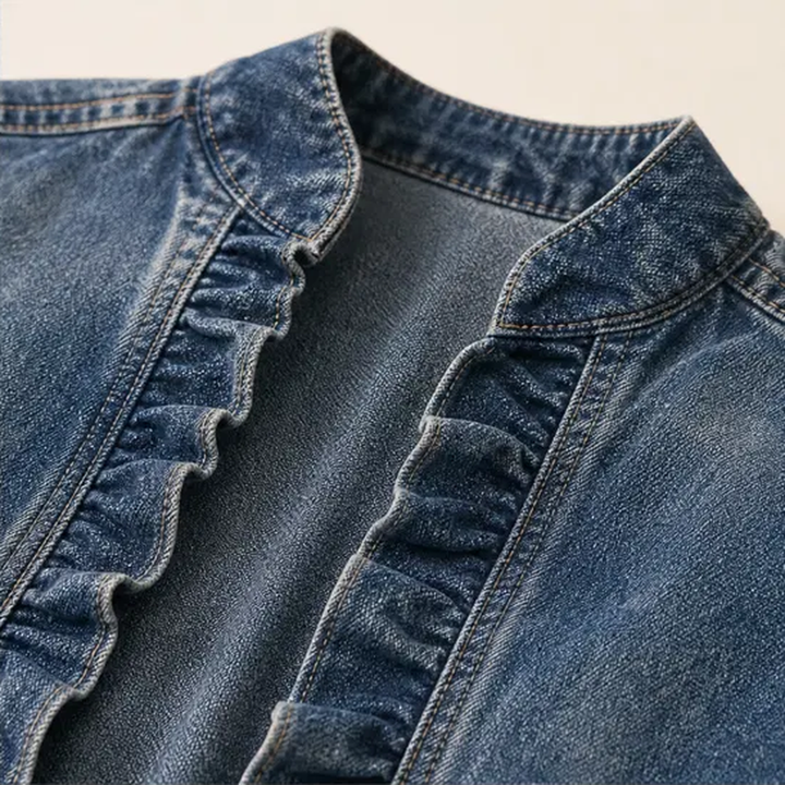 Wisteria™ – Ruffle-Trim Open-Front Lightweight Denim Jacket + 50% OFF