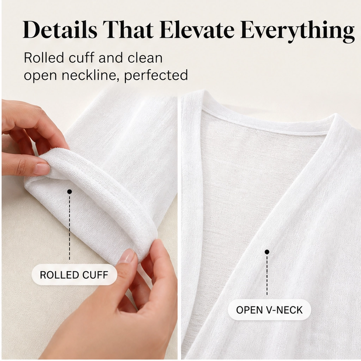 Solène – Lightweight Flowy Open-Front Short-Sleeve Cardigan + 50% OFF