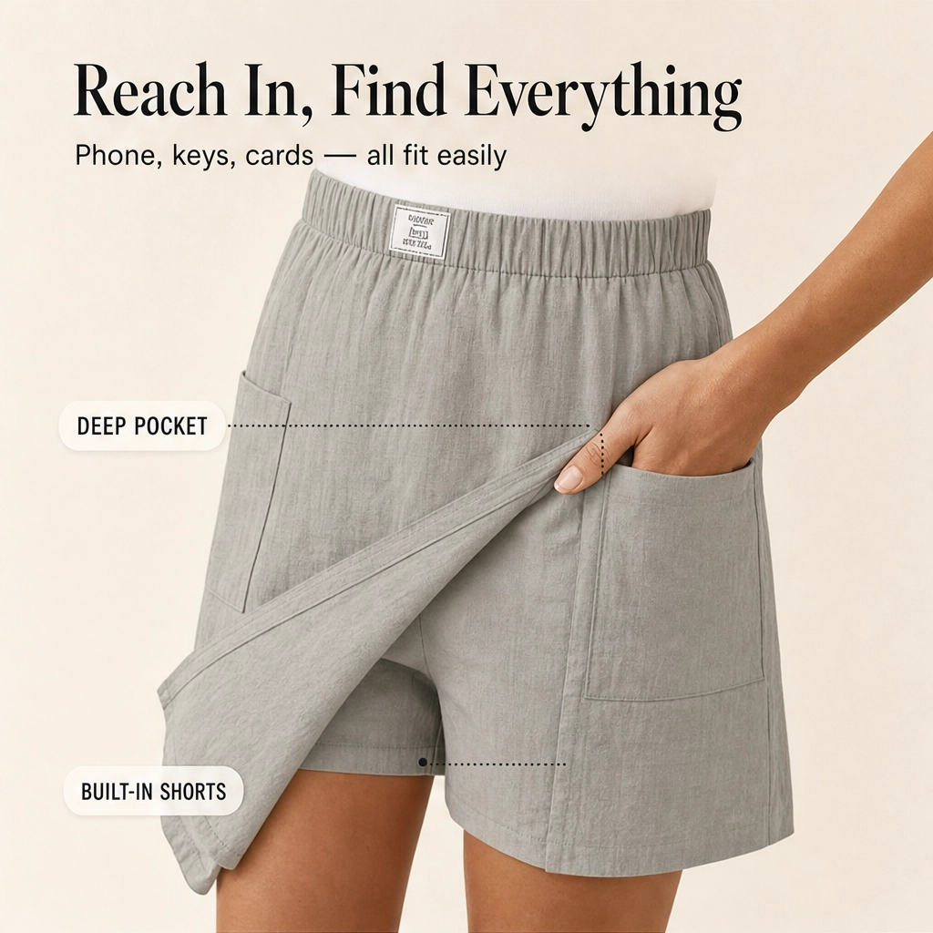 Willow™ – Breezy Wrap-Front Skort with Pockets &amp; Elastic Waist + 50% OFF