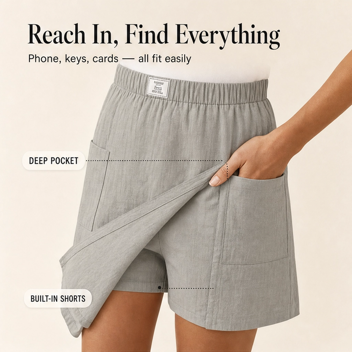 Willow™ – Breezy Wrap-Front Skort with Pockets &amp; Elastic Waist + 50% OFF
