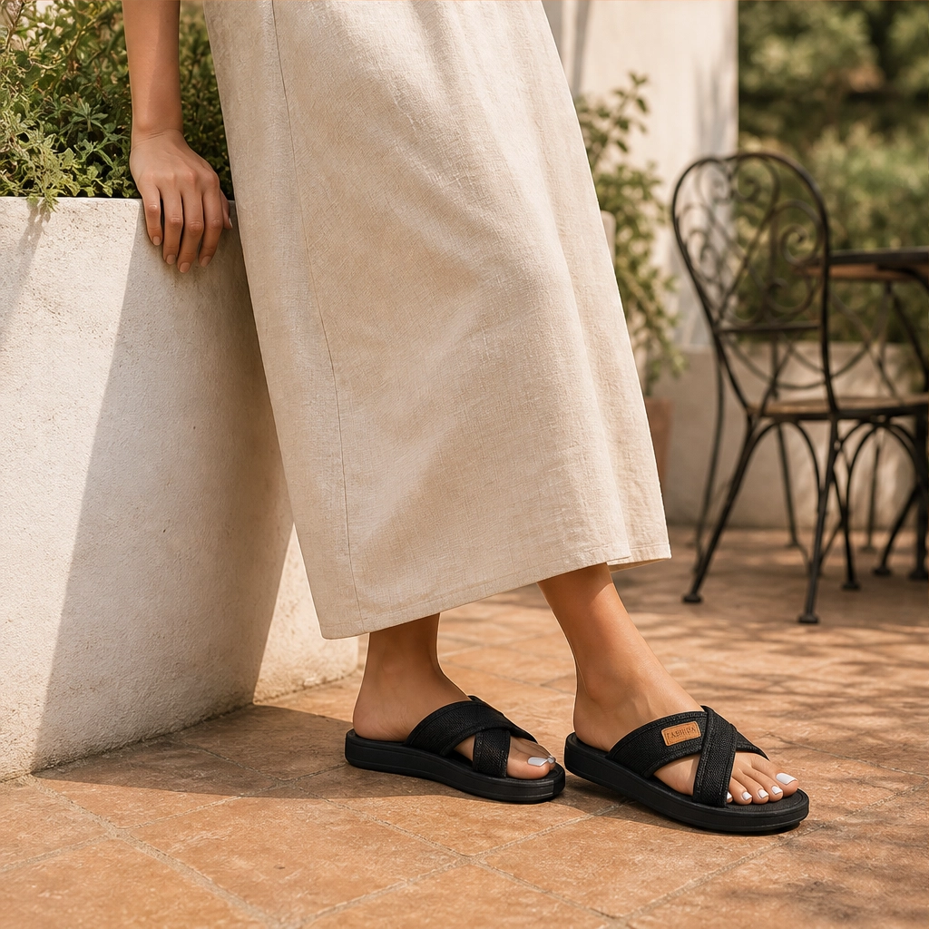 Driftwell™ – Crossband Slip-On Slide Sandals for Effortless Summer Comfort + 50% OFF