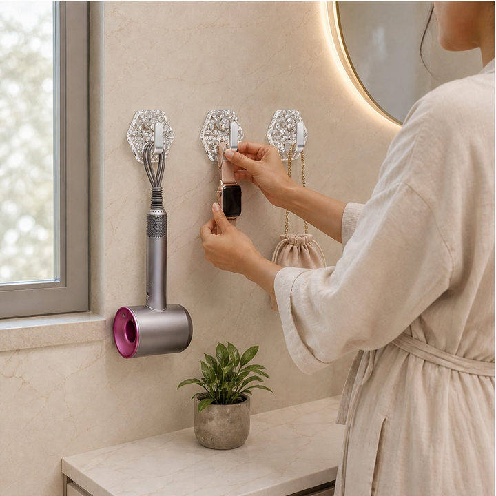 Nooka – Punch-Free Ripple Adhesive Wall Hooks (5-Pack, Holds 3kg, No-Trace) + 50% OFF
