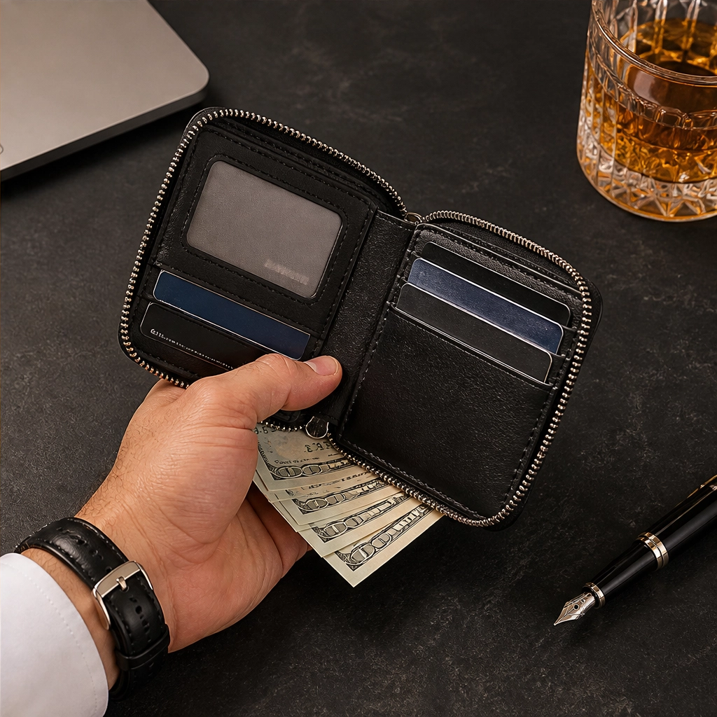 Vaulden – RFID-Blocking Zip-Around Slim Leather Wallet with ID Window + 50% OFF