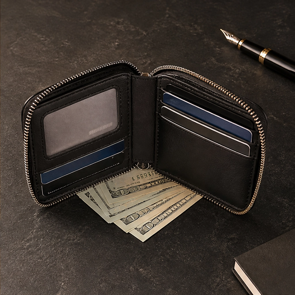 Vaulden – RFID-Blocking Zip-Around Slim Leather Wallet with ID Window + 50% OFF