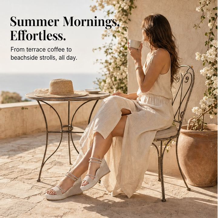 Solamatte™ – Woven Platform Wedge Sandals with Secure Double Ankle Straps + 50% OFF