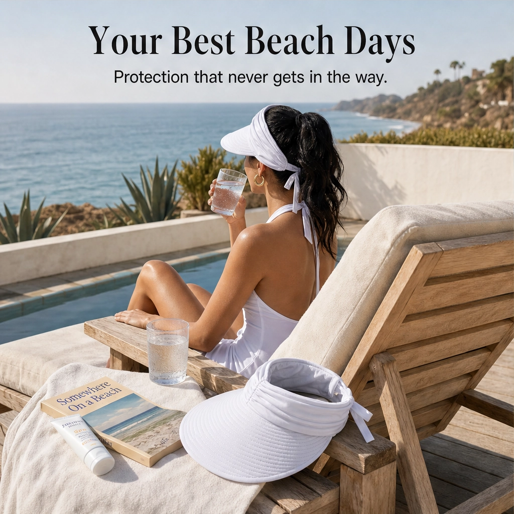 Solene™ – UPF 50+ Wide-Brim Scarf-Wrap Ponytail Sun Visor + 50% OFF