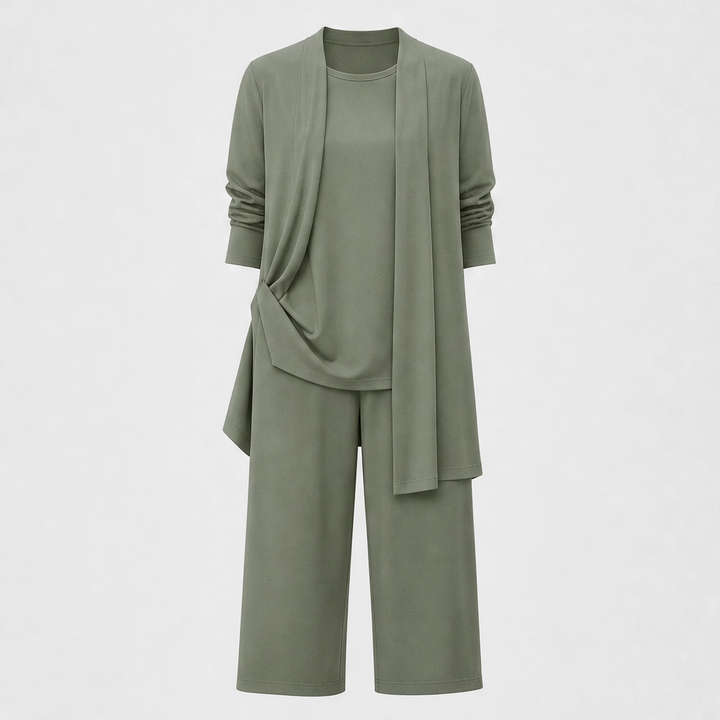 Mantle™ – Flowy 3-Piece Layered Duster Set with Wide-Leg Pants for Women + 50% OFF