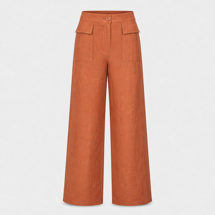Vela™ – High-Waisted Cotton-Linen Wide-Leg Pants + 50% OFF
