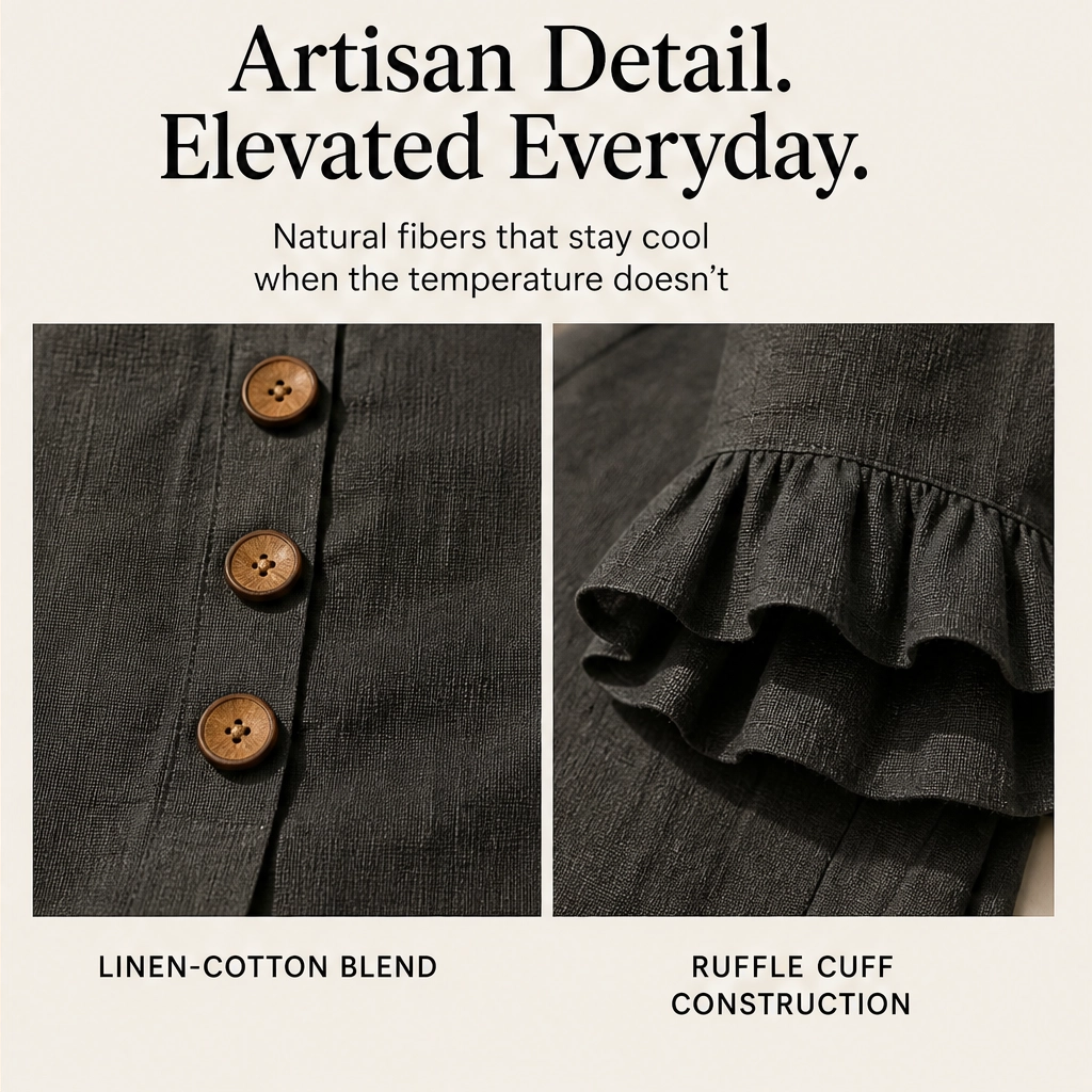 Linvelle – Ruffle-Sleeve Linen-Blend Wide-Leg Lounge Set + 50% OFF