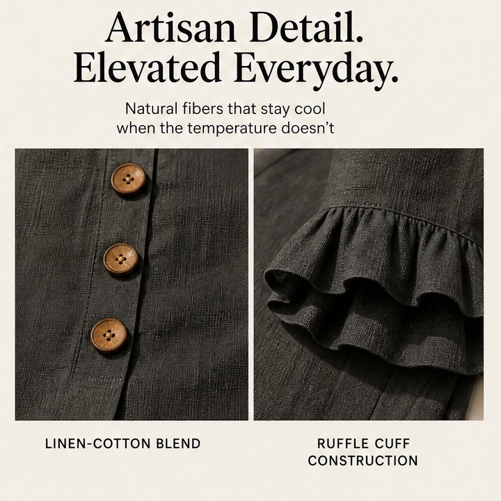 Linvelle – Ruffle-Sleeve Linen-Blend Wide-Leg Lounge Set + 50% OFF