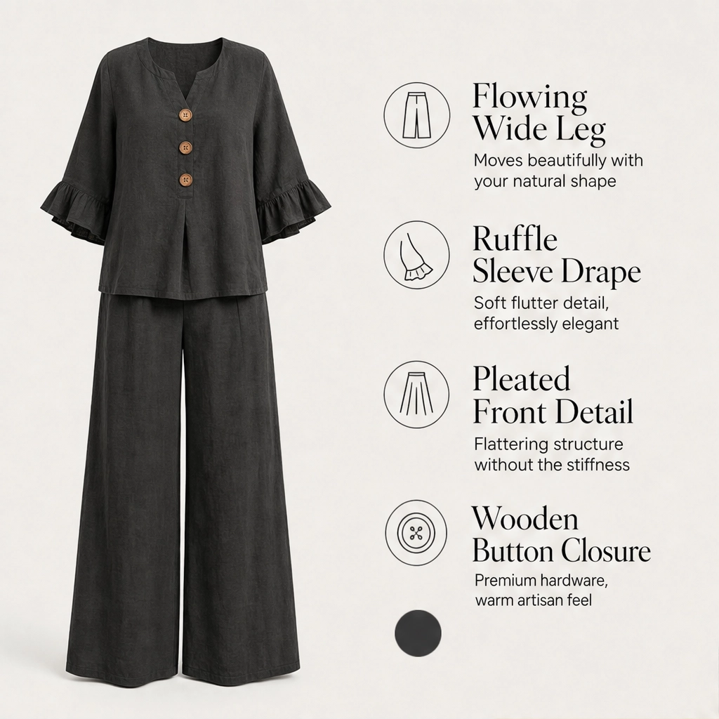 Lirelle™ – Ruffle-Sleeve Top &amp; Wide-Leg Lounge Set + 50% OFF