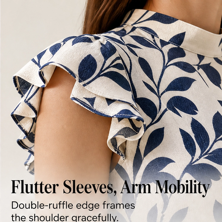 Solenne – Flutter Sleeve Tie-Waist Floral Tiered Midi Dress + 50% OFF
