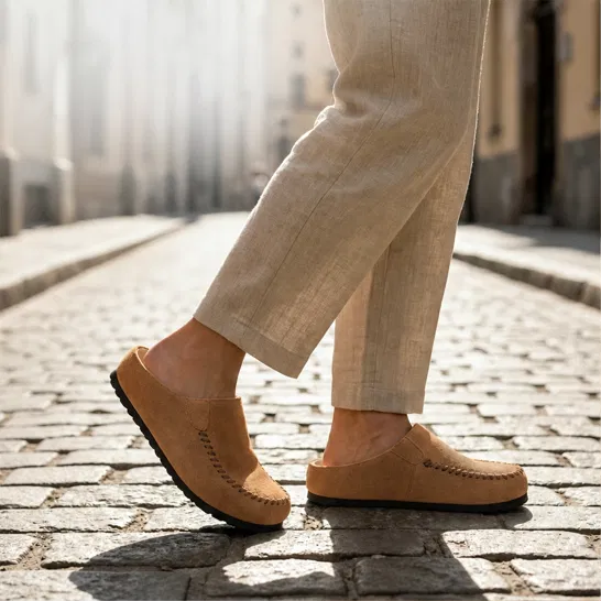 Hearthen™ – Hand-Stitched Suede Slip-On Comfort Mules + 50% OFF