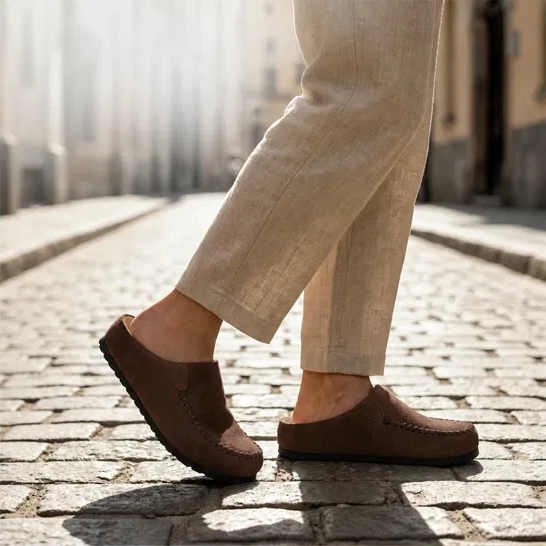 Hearthen™ – Hand-Stitched Suede Slip-On Comfort Mules + 50% OFF
