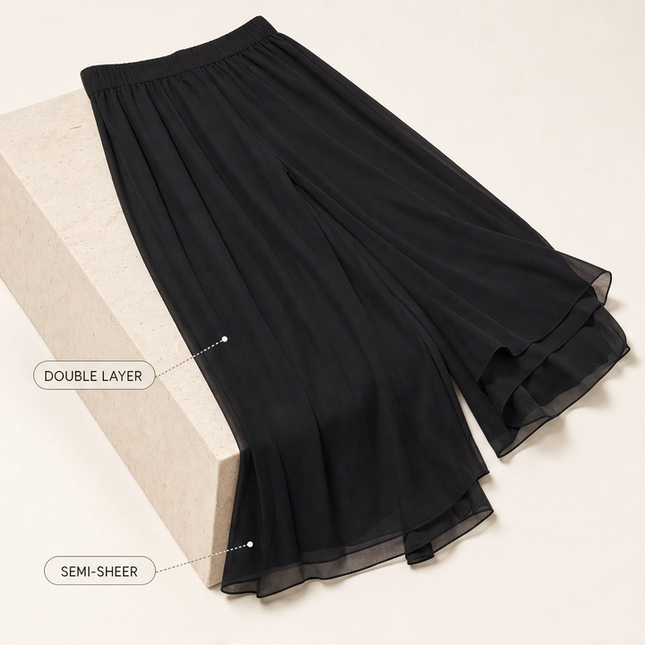 Drapelle™ – Flowing Chiffon Wide-Leg Pants with Elastic Waist + 50% OFF