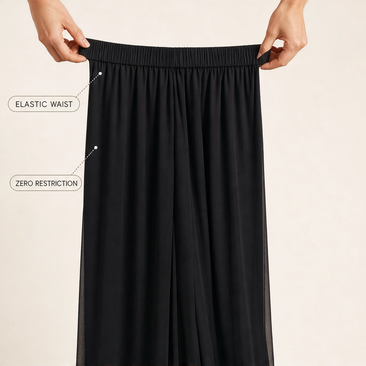Drapelle™ – Flowing Chiffon Wide-Leg Pants with Elastic Waist + 50% OFF