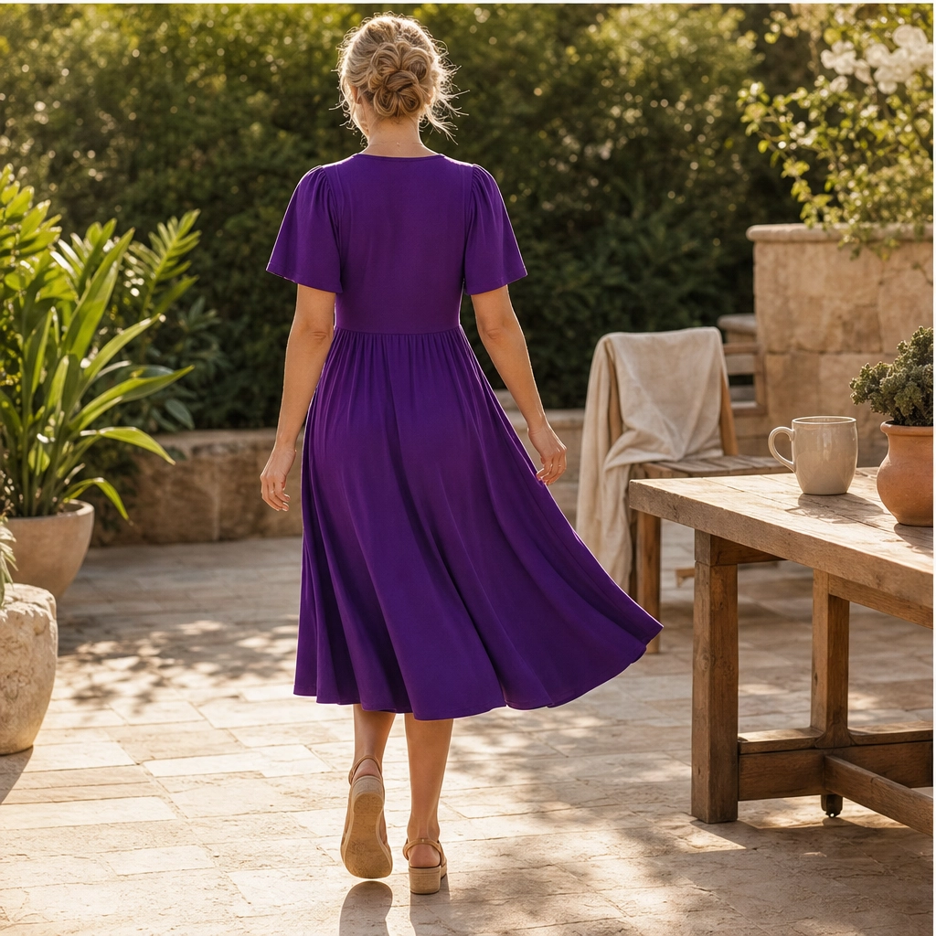 Velora™ – Twist-Front V-Neck Flowy Dress with Hidden Pockets + 50% OFF