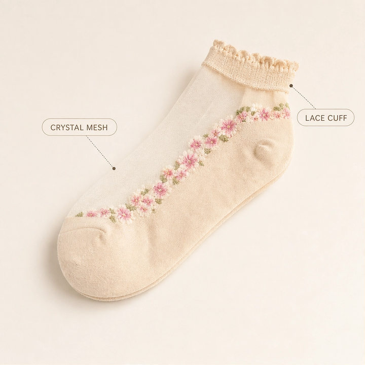 Bloomveil™ – Sheer Floral Lace Ankle Socks with Soft Cotton Sole + 1+1 FREE
