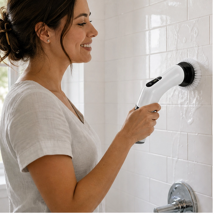 Gleam – Cordless Electric Spin Scrubber with 7 Brush Heads &amp; Telescopic Handle + 50% OFF