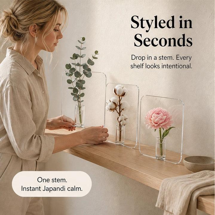 Lucent – Acrylic Frame Flower Vase, Clear Nordic Decor for Shelf &amp; Table + 50% OFF